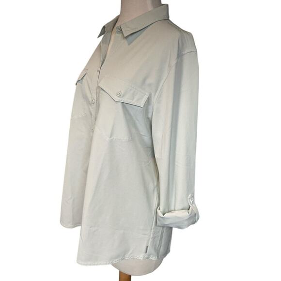Eddie Bauer Long Sleeve NWOT Light Weight Button Down Blouse Light Mint Green Lg - Picture 7 of 14